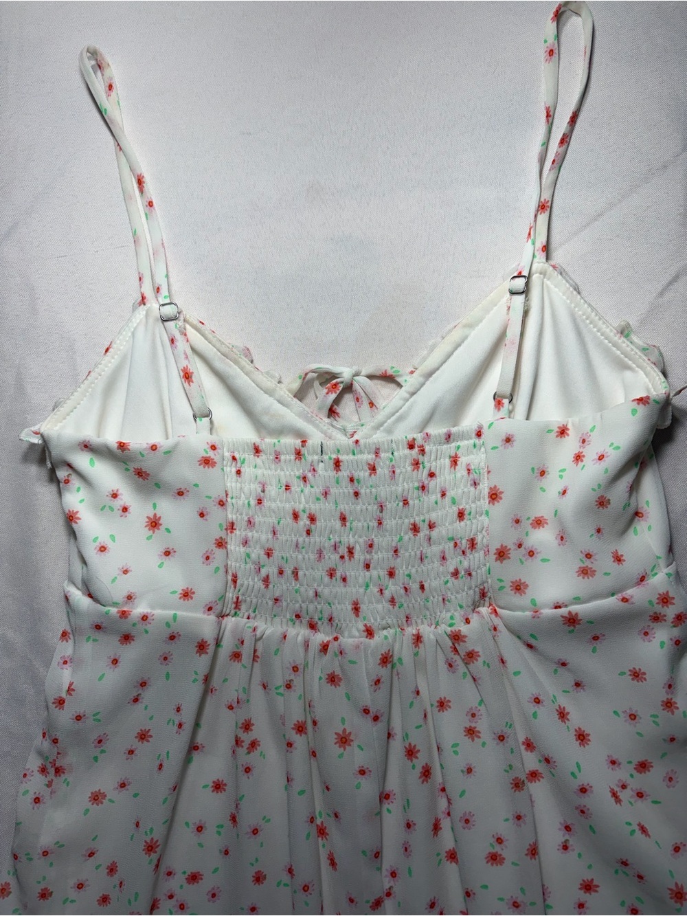 wild fable White Floral Slip Dress with Pink & Green Accents - Picture 7 of 9